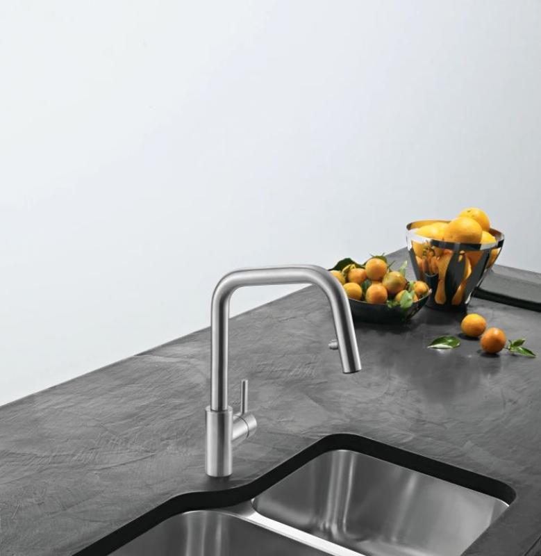 Franke Kubus Rubinetto da cucina con doccetta estraibile in acciaio inossidabile 115.0529.207