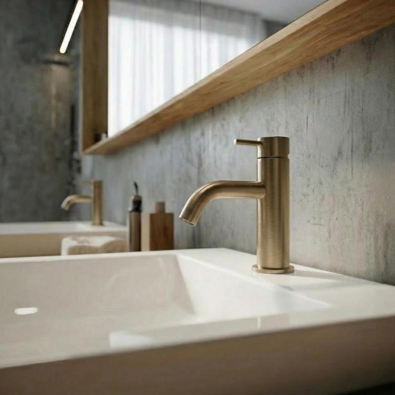 Waterevolution Flow Rubinetto per lavabo in ottone spazzolato T110LE