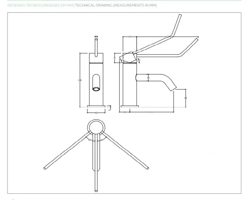 Waterevolution Flow Miscelatore per lavabo incluso tappo a clic rame spazzolato PVD T111CPE