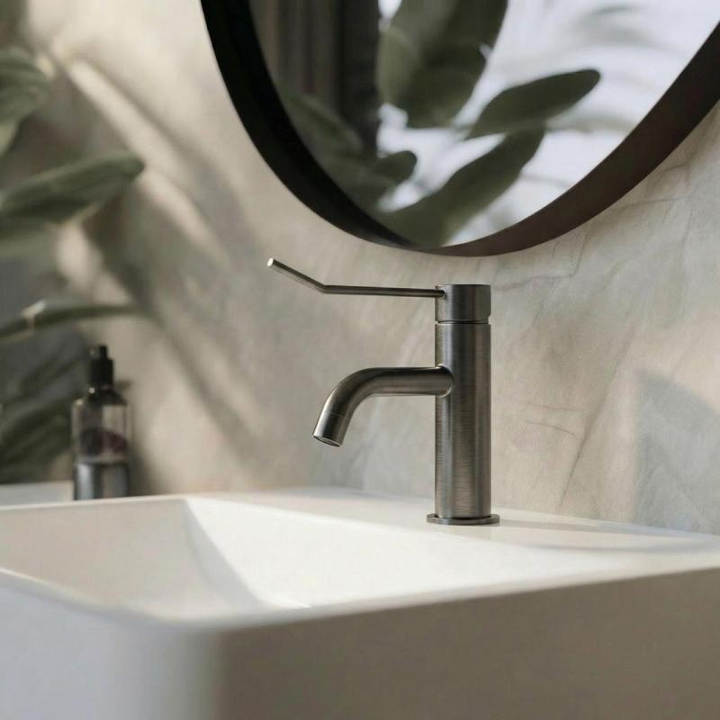 Waterevolution Flow Miscelatore per lavabo incluso tappo a clic PVD gun metal T111GME