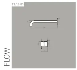 Waterevolution Flow Rubinetto lavabo da incasso PVD Gun Metal con bocca 25 cm T116BGME-25