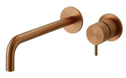 Waterevolution Flow Rubinetto lavabo da incasso PVD rame spazzolato con bocca 21 cm T116BCPE-21