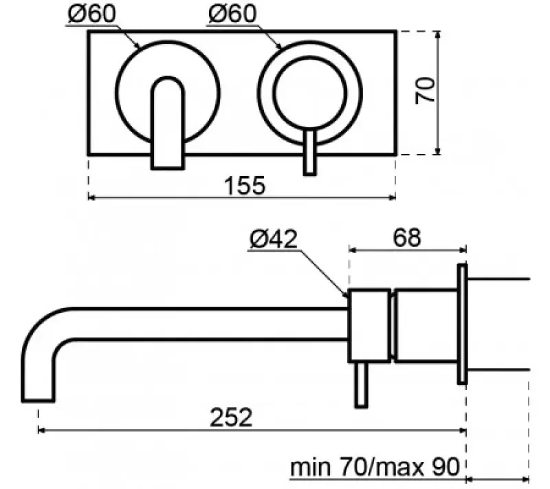 Waterevolution Flow Miscelatore per lavabo ad incasso con piastra di copertura PVD Oro Chiaro con beccuccio da 15 cm T1161WGE-15