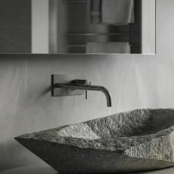 Waterevolution Flow Miscelatore per lavabo ad incasso con piastra di copertura PVD Gun Metal con beccuccio da 25cm T1161GME-25