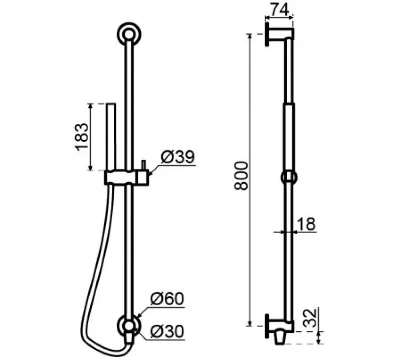 Waterevolution Flow set asta doccia con doccetta 800mm oro chiaro T1661WGE