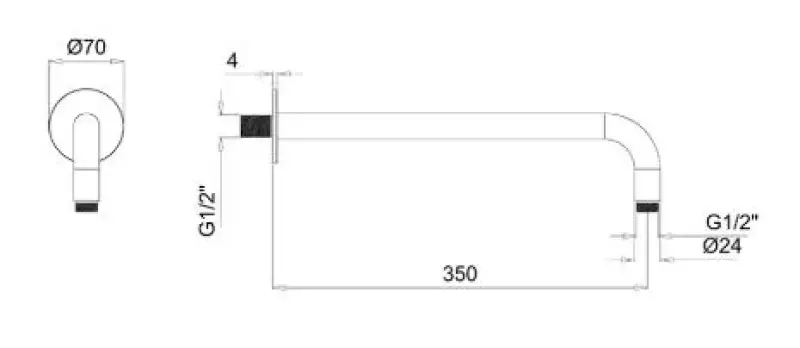 SB Rubinetterie Universale braccio doccia a muro circolare da 35 cm colore cromo 1208946660