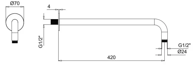 SB Rubinetterie Universale braccio doccia a parete rotondo di 42 cm colore cromo 1208946670