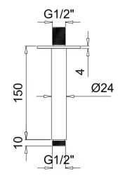 SB Rubinetterie Universale braccio doccia a soffitto tondo 15cm colore nero opaco 1208946681