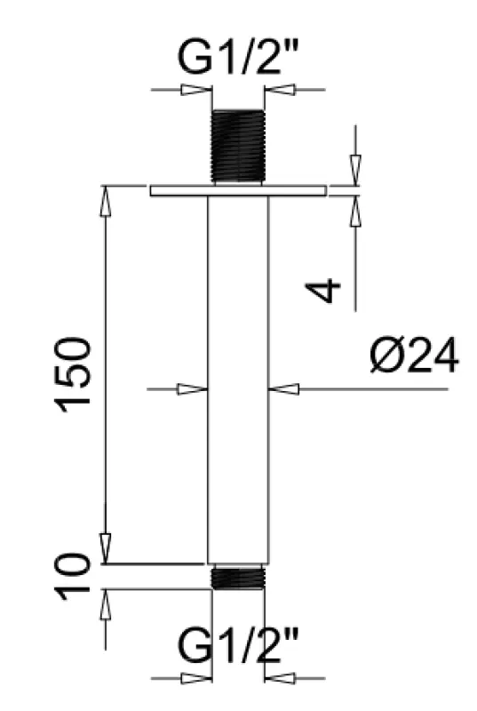 SB Rubinetterie Universale braccio doccia a soffitto tondo 15cm colore nero opaco 1208946681