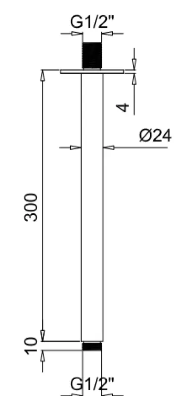 SB Rubinetterie Universale braccio doccia a soffitto tondo 30 cm colore nero opaco 1208946684