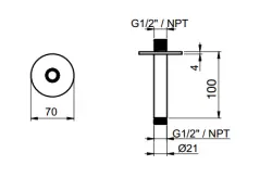 SB Round 316 braccio doccia a soffitto tondo 10cm interamente in acciaio inossidabile 1208946696