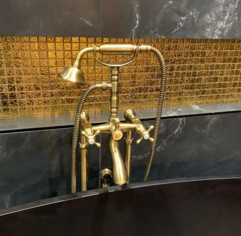 PB Rubinetto da bagno indipendente nostalgico con manopole robuste in bronzo 6000