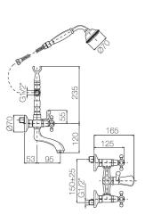 PB rubinetto da bagno a pavimento nostalgico con manopole in acciaio inossidabile 6000