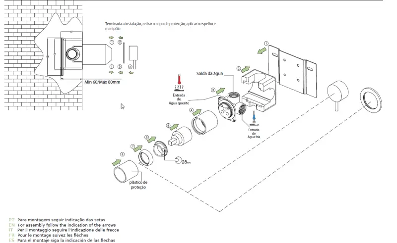 Waterevolution Flow Miscelatore termostatico ad incasso con 2 uscite in acciaio inossidabile con rosetta rotonda