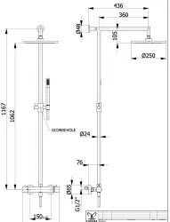 DEMM Shower combination thermostat with rain shower, matte black 1208946968