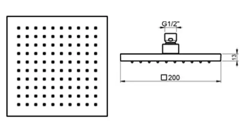 Doccia ad effetto pioggia Eco Air rubinetteria SB, risparmio idrico soffione doccia quadrato nero opaco 20x20 cm 1208947014