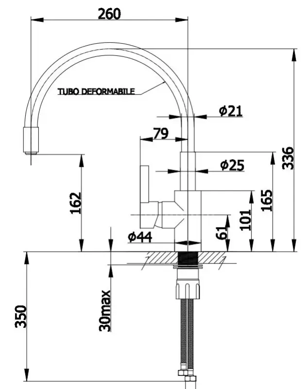 DEMM Rubinetto da cucina con beccuccio girevole cromo/nero 1208947023