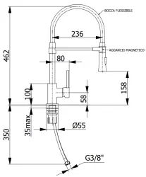 DEMM Rubinetto da cucina alto con beccuccio girevole e funzione doccia cromo/nero 1208947355