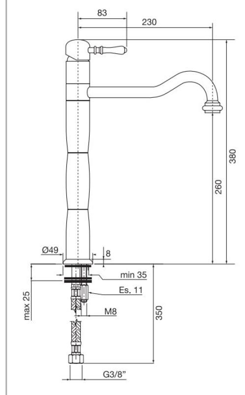 PB Classic Rubinetto da cucina a colonna Nostalgico Cromo 1208952920