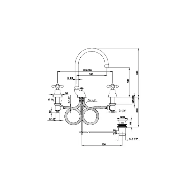 Cisal Arcana Ceramic Miscelatore per lavabo a 3 fori Bronzo AC00106027