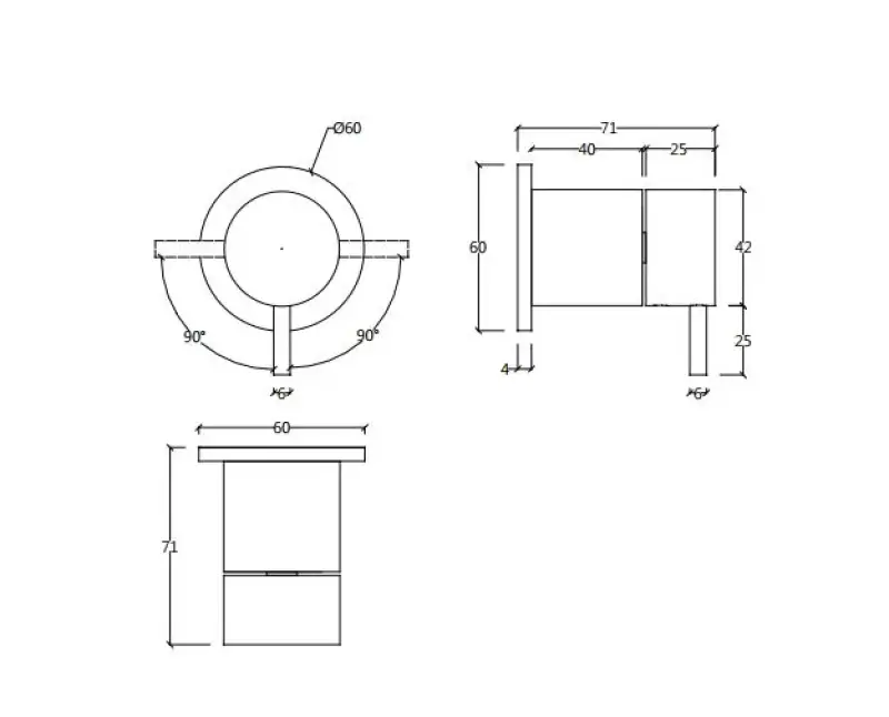 Waterevolution Flow Deviatore ad incasso a 2 vie rosetta rotonda gun metal T1482S.GME