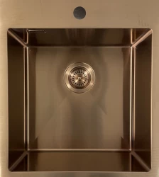 Ausmann Weser Lavello in acciaio inox color rame PVD Copper 55x51 con foro per rubinetto, montaggio sotto piano e sopra piano 080938