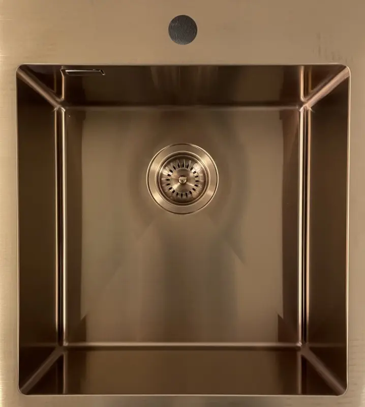 Ausmann Weser Lavello in acciaio inox color rame PVD Copper 55x51 con foro per rubinetto, montaggio sotto piano e sopra piano 080938
