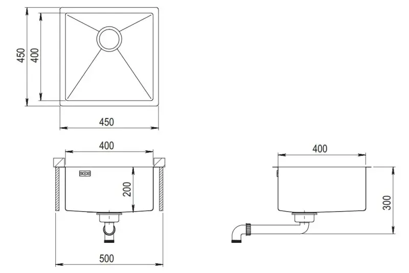 Ausmann Mosel Lavello in acciaio inossidabile colore rame PVD Rame 40x40 montaggio a filo sopra e sotto il piano 080969