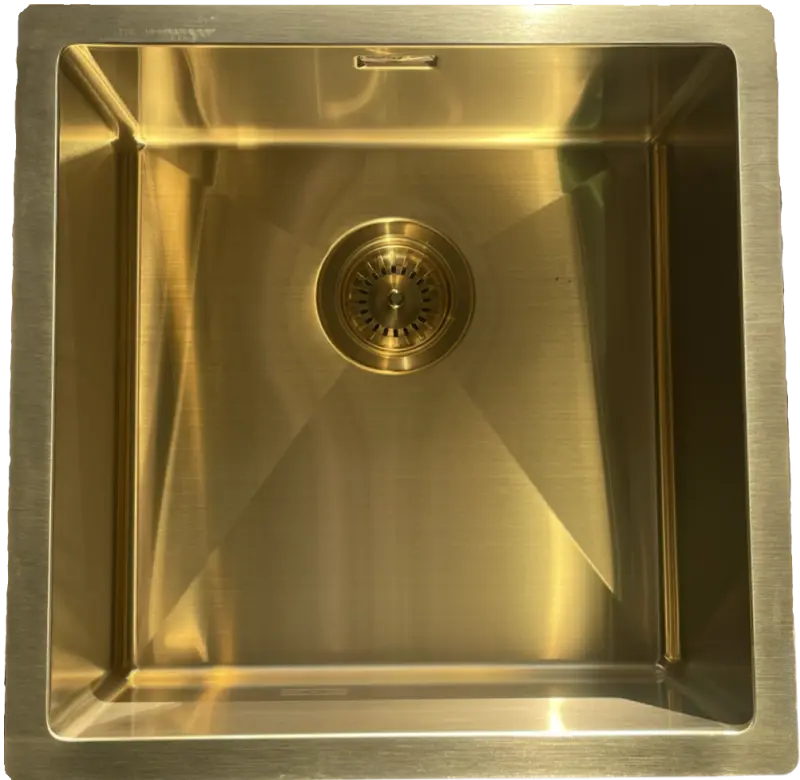 Ausmann Mosel stainless steel kitchen sink gold color PVD Gold 40x40 undermounted flush mounted and inset 080914