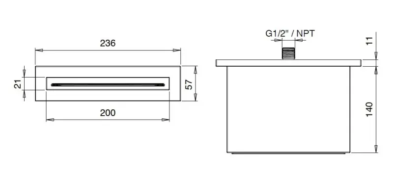 SB Square cascata beccuccio nero opaco
