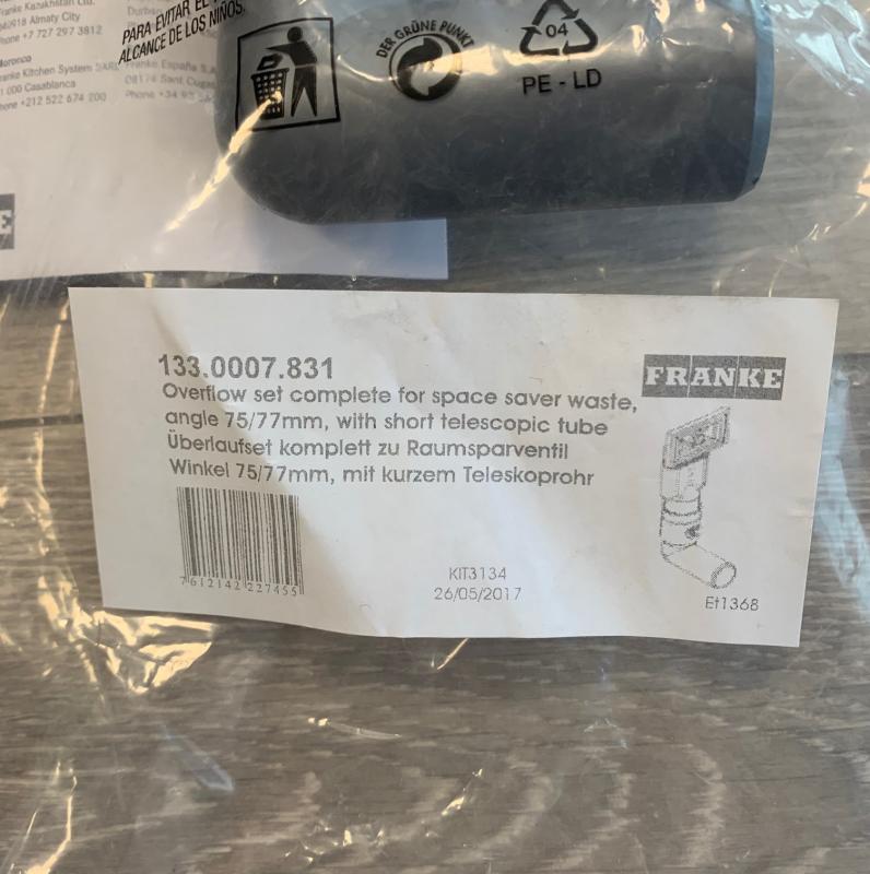 Franke Raccordo per troppopieno Angolo universale  75/77 133.0036.499