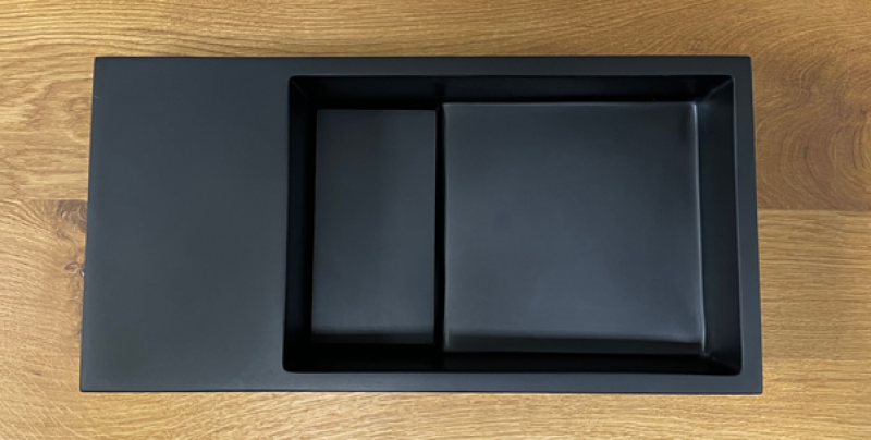 Solid-S Fontana in solid surface B36xP18xH10 cm, nero opaco con copertura 1208953168