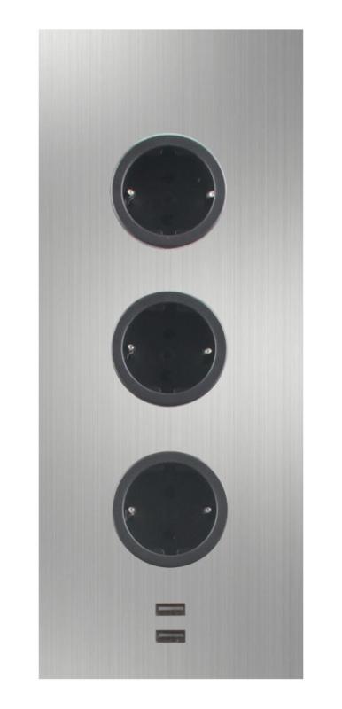 Indux Corner Colonna energetica con 3 prese di corrente con messa a terra e doppio caricatore USB-A&amp;C in acciaio inossidabile 1208953216