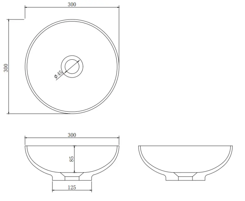Lavabo da appoggio Solid S in Solid Surface, rotondo, 30 x 30 x 11 cm, nero opaco, 1208953271