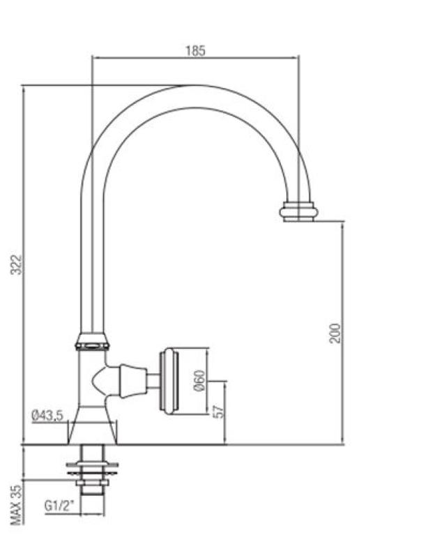 Rubinetto classico PB con manopola resistente acqua fredda, uscita rotonda alta in bronzo 1208953275.
