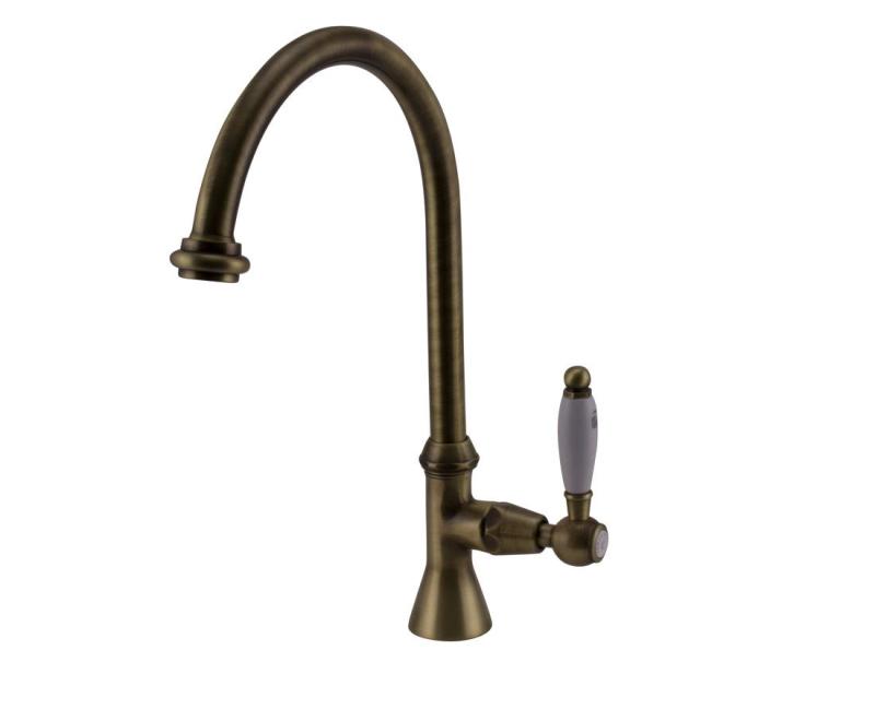 Rubinetto da lavabo classico PB con maniglia bianca acqua fredda con beccuccio alto e rotondo in bronzo 1208953278