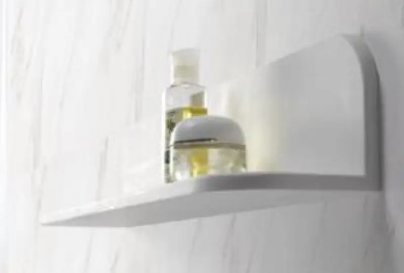 Solid-S Planchet Cestello doccia in solid surface bianco opaco, 90x12 cm, con sistema di fissaggio a scomparsa 1208953448