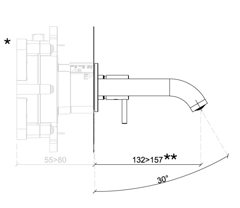 SB Round Miscelatore per lavabo ad incasso nero opaco - 132mm