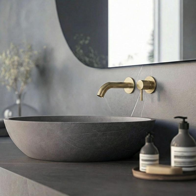 SB Round 316 Miscelatore per lavabo ad incasso in ottone spazzolato PVD 102 mm