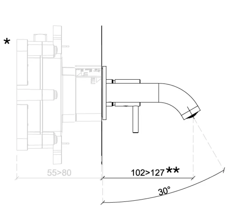 SB Round 316 Miscelatore per lavabo ad incasso in ottone spazzolato PVD 102 mm