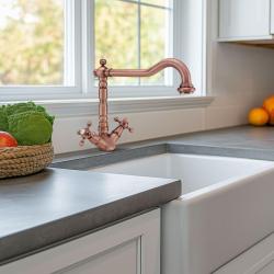 Rubinetto da cucina classico nostalgico V1910 Rame con beccuccio girevole 1208953526