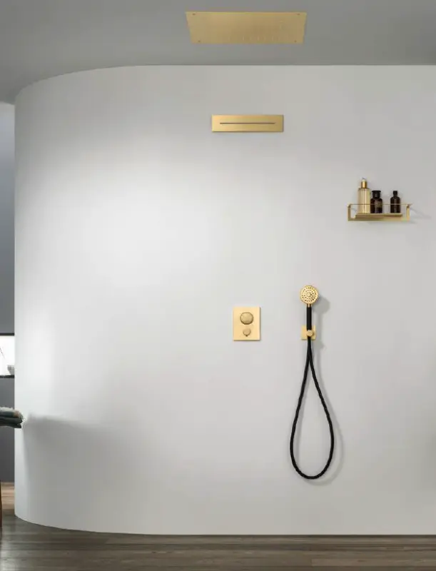 SB Square doccia a soffitto incasso 380x380mm Ottone spazzolato PVD