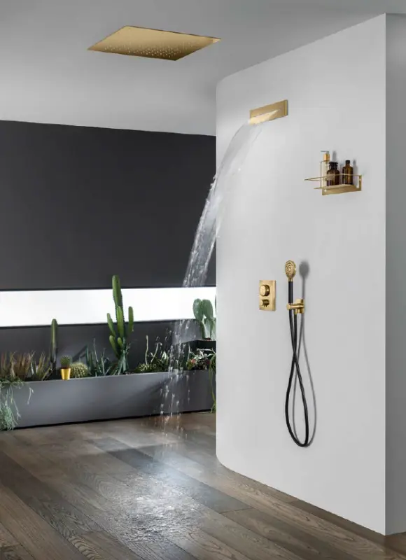 SB Square doccia a soffitto incasso 380x380mm Ottone spazzolato PVD