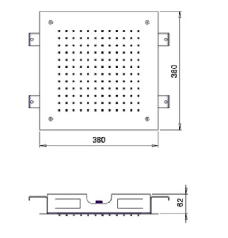 SB Square doccia a soffitto incasso 380x380mm Ottone spazzolato PVD