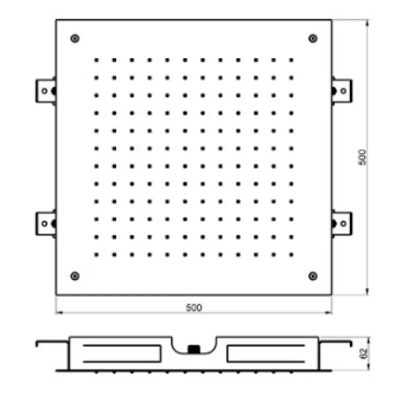Doccia a soffitto SB Square incasso 500x500mm in ottone spazzolato PVD