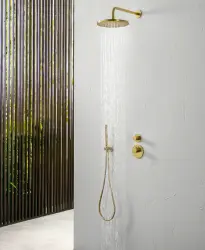 SB Rubinetterie 316 set doccia manuale con tubo e gancio appendiabiti in ottone spazzolato PVD 1208953547