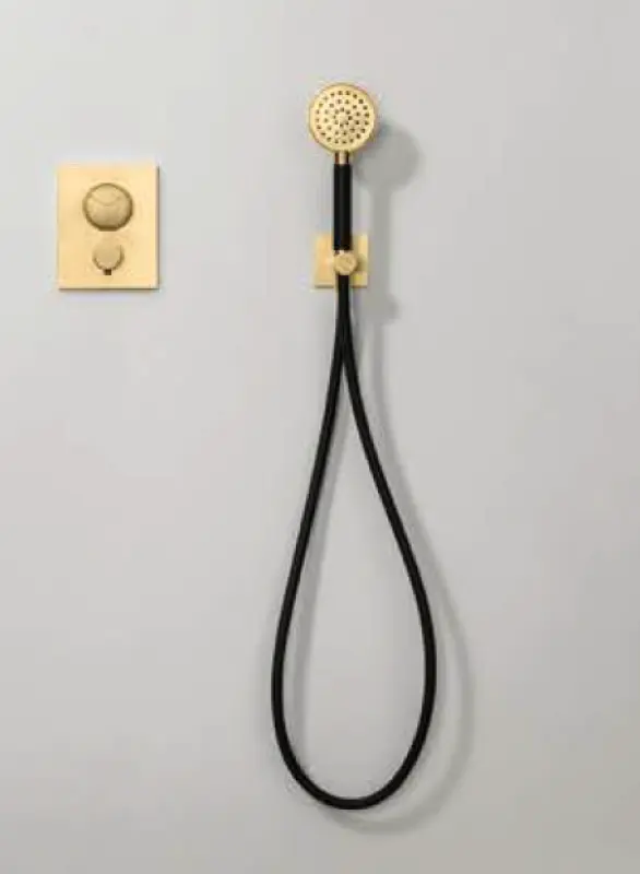 Set doccia a mano SB Rubinetterie Universale con tubo e gancio per appendere in ottone spazzolato dorato PVD 1208953551.