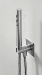 SB 316 Set doccia a mano quadrata con tubo e gancio di sospensione in acciaio inossidabile