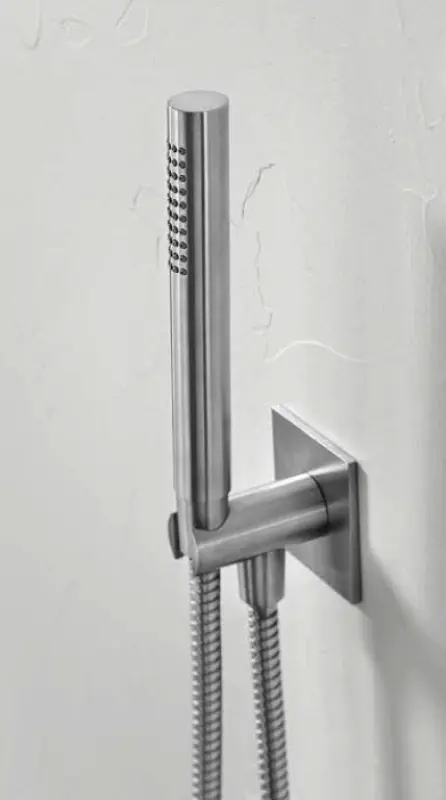 SB 316 Set doccia a mano quadrata con tubo e gancio di sospensione in acciaio inossidabile