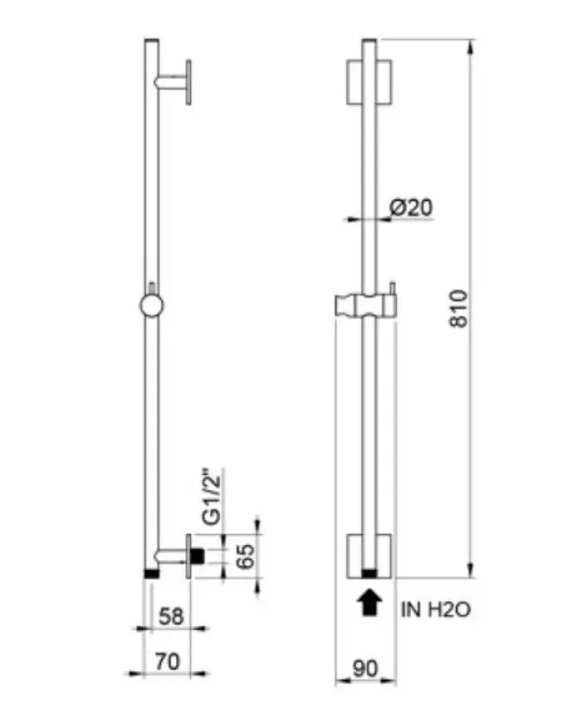SB Rubinetterie Universale Asta doccia in acciaio inox 316 spazzolato con connessione per l'approvvigionamento idrico 1208953564